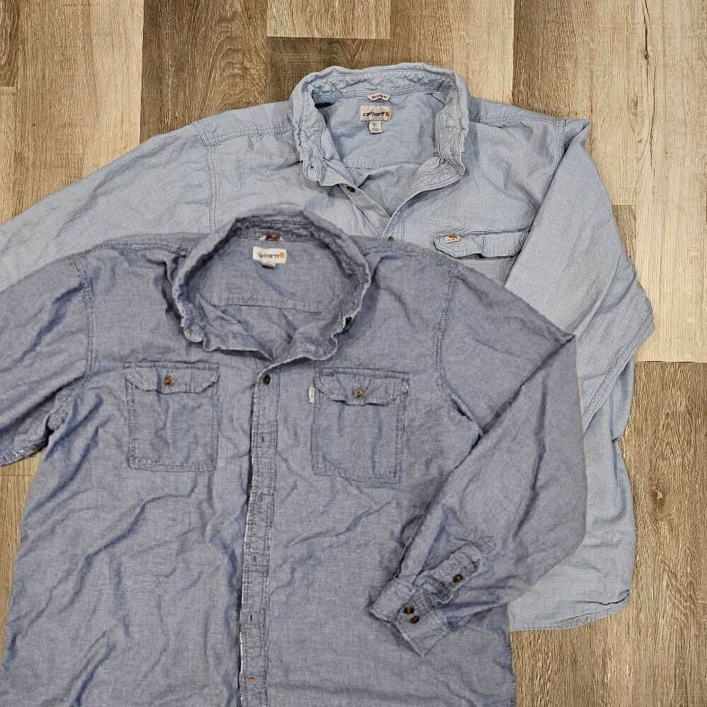 Carhartt 2 PIECE Button down denim Shirts size 3XL